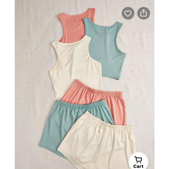 Source Unknown Other - Three Sets of Pink, Ivory and Teal Pajamas, Loungewear or Athleticwear